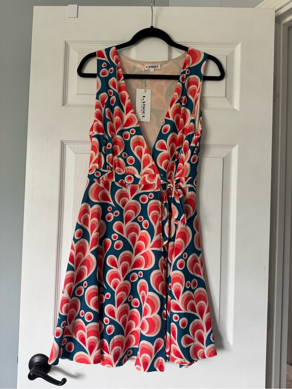 NWT new mod vintageinspired LA SOUL faux wrap Dress large lined 8 10